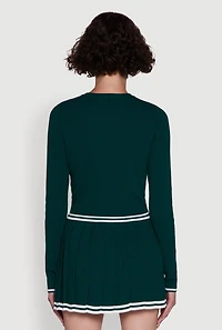 Daisy Button Front Varsity Stripe Cardigan