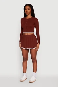 Womens Daisy Button Front Varsity Stripe Cardigan, Brown,