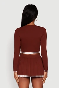 Womens Daisy Button Front Varsity Stripe Cardigan, Brown, Size M