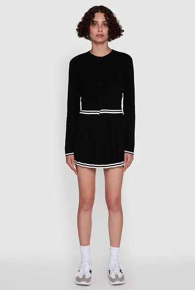 Womens Daisy High Waisted Varsity Stripe Pleated Skirt,