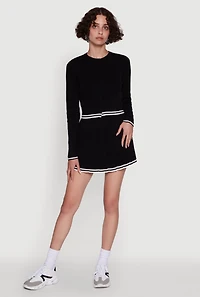 Womens Daisy High Waisted Varsity Stripe Pleated Skirt, M