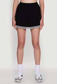 Womens Daisy High Waisted Varsity Stripe Pleated Skirt, M