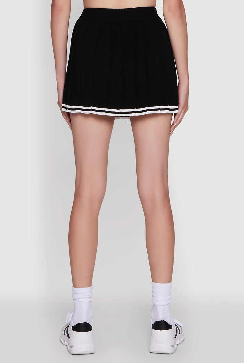 Womens Daisy High Waisted Varsity Stripe Pleated Skirt, M