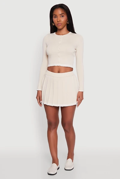 Womens Daisy High Waisted Varsity Stripe Pleated Skirt,