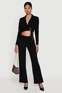 Metallic Knot Front Detail Cropped Blazer