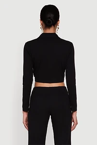 Metallic Knot Front Detail Cropped Blazer