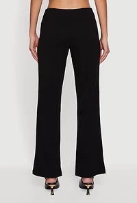 Womens Metallic Detail Side Ruched Crepe Knit Pants, Black, Size S