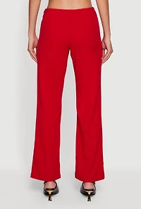 Metallic Detail Side Ruched Crepe Knit Pants