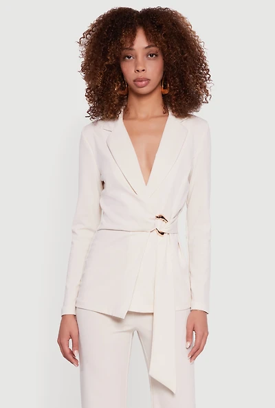 Asymmetrical Belted Front Blazer