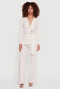 Asymmetrical Belted Front Blazer