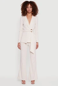 Asymmetrical Belted Front Blazer