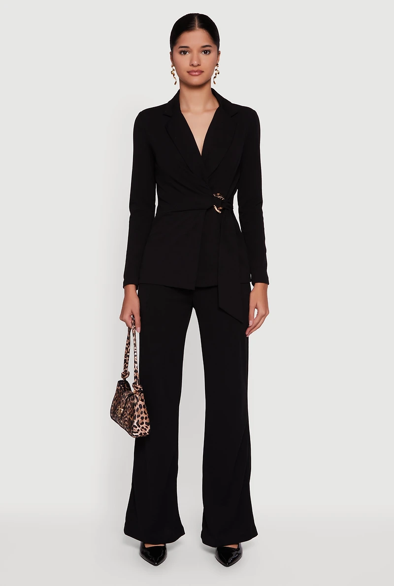 Womens Trendy Crepe Knit Dress Pants, Black, Size M