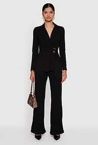 Womens Trendy Crepe Knit Dress Pants, Black, Size M