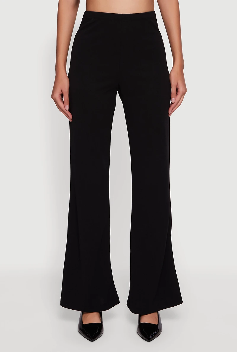 Womens Trendy Crepe Knit Dress Pants, Black, Size M