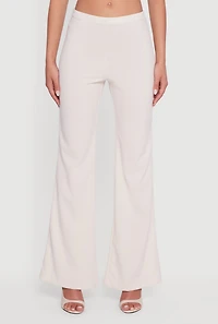 Womens Trendy Crepe Knit Dress Pants, White,