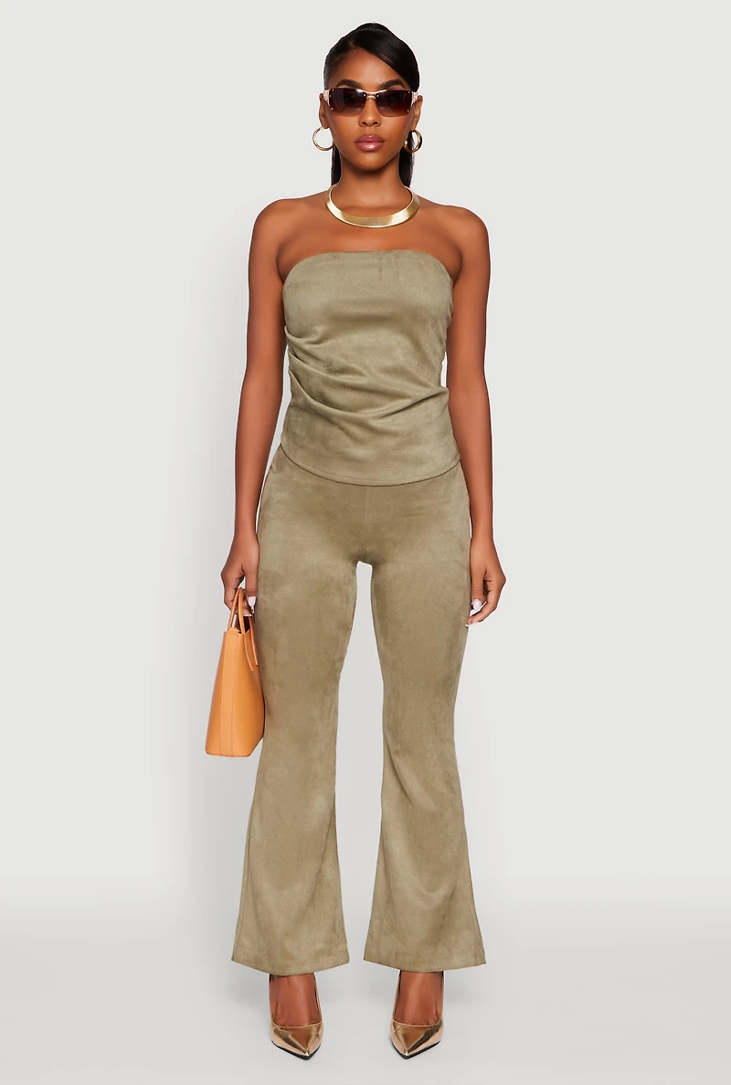 Faux Suede Ruched Side Tube Top