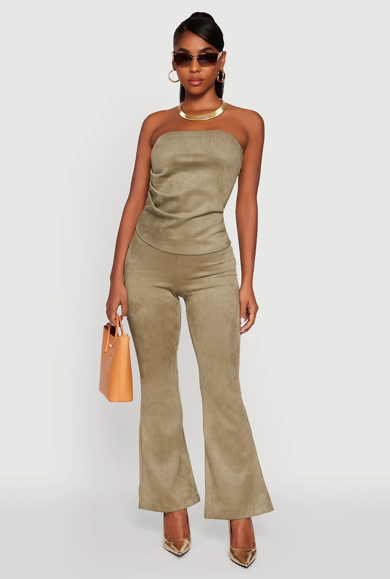 Faux Suede Ruched Side Tube Top