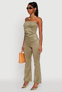 Faux Suede Ruched Side Tube Top