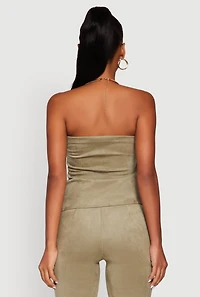 Faux Suede Ruched Side Tube Top