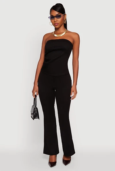 Womens Faux Suede Flare Pants,