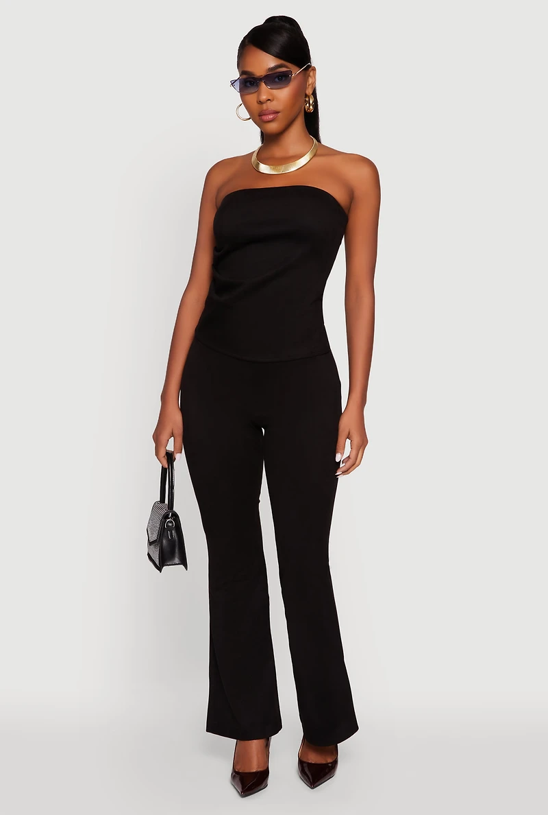 Womens Faux Suede Flare Pants, S