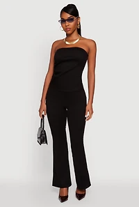 Womens Faux Suede Flare Pants, S
