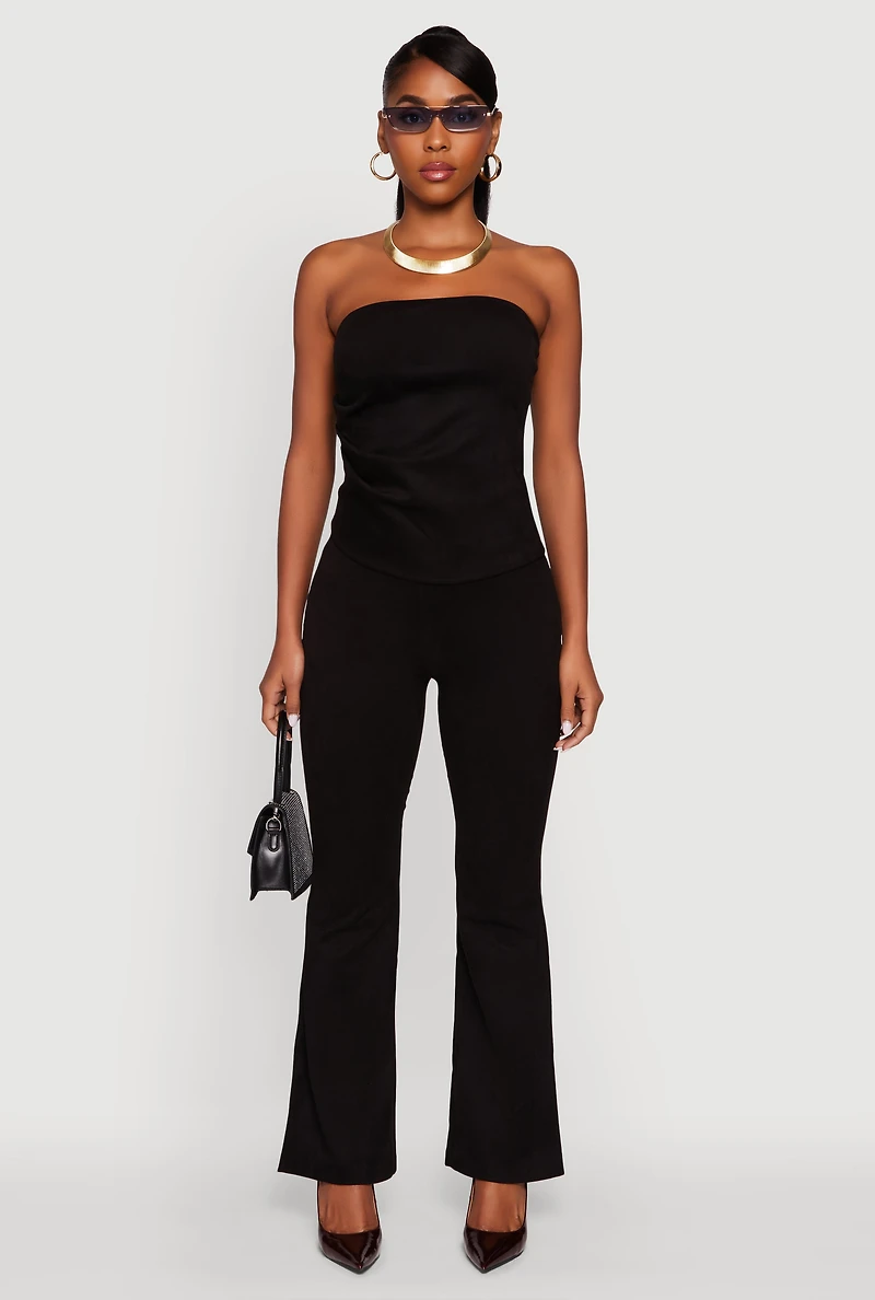 Womens Faux Suede Flare Pants, S
