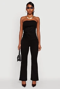 Womens Faux Suede Flare Pants, S