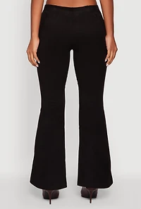 Womens Faux Suede Flare Pants, S