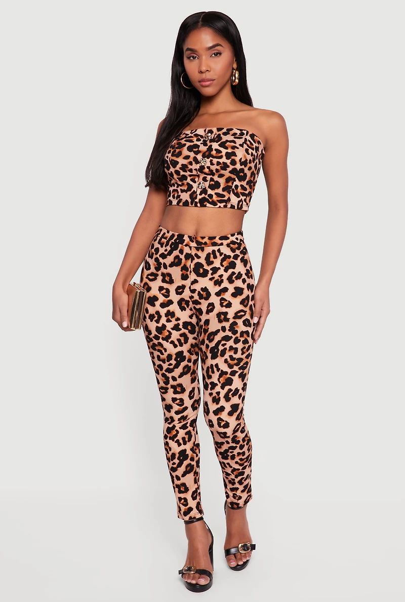 Leopard Print Cropped Tube Top