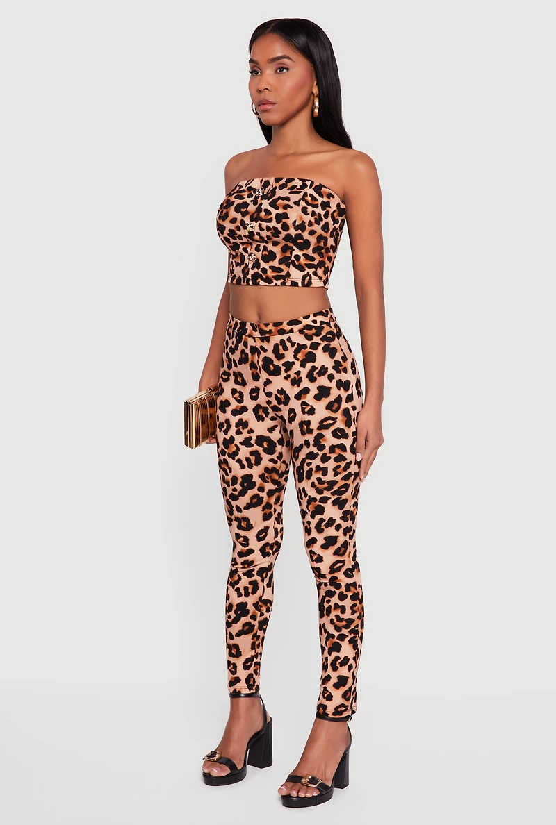 Leopard Print Cropped Tube Top