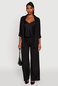 Womens Single Button Wide Leg Dress Pants, M