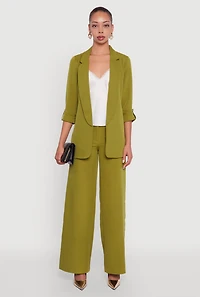 Womens Single Button Wide Leg Dress Pants,