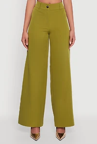 Womens Single Button Wide Leg Dress Pants,