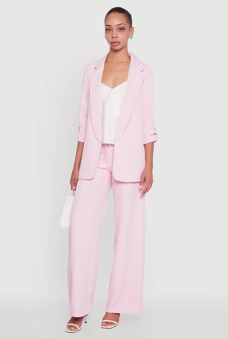 Single Button Wide Leg Dress Pants