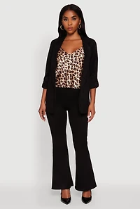 Womens Faux Suede Pull On Flare Pants, Black, Size M