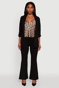Womens Faux Suede Pull On Flare Pants, Black, Size M