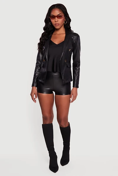 Faux Leather Micro Shorts