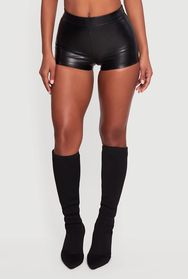 Faux Leather Micro Shorts