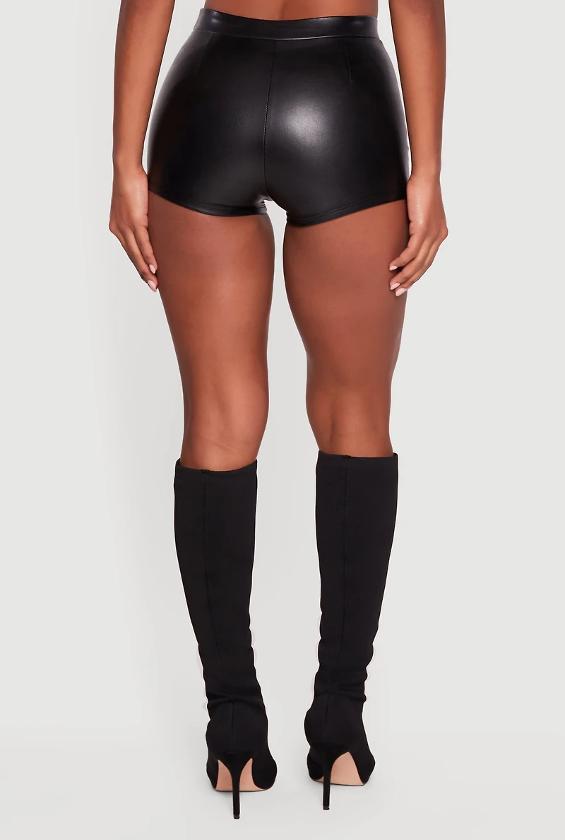 Faux Leather Micro Shorts
