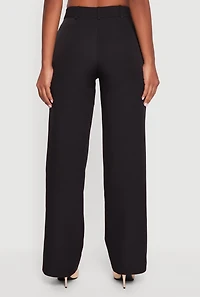 Womens Crepe Knit Pleated Wide Leg Dress Pants, XL