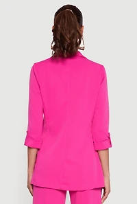 Crepe Knit Tabbed Sleeve Blazer