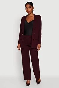 Womens Crepe Knit Metallic Button Detail Open Front Blazer,