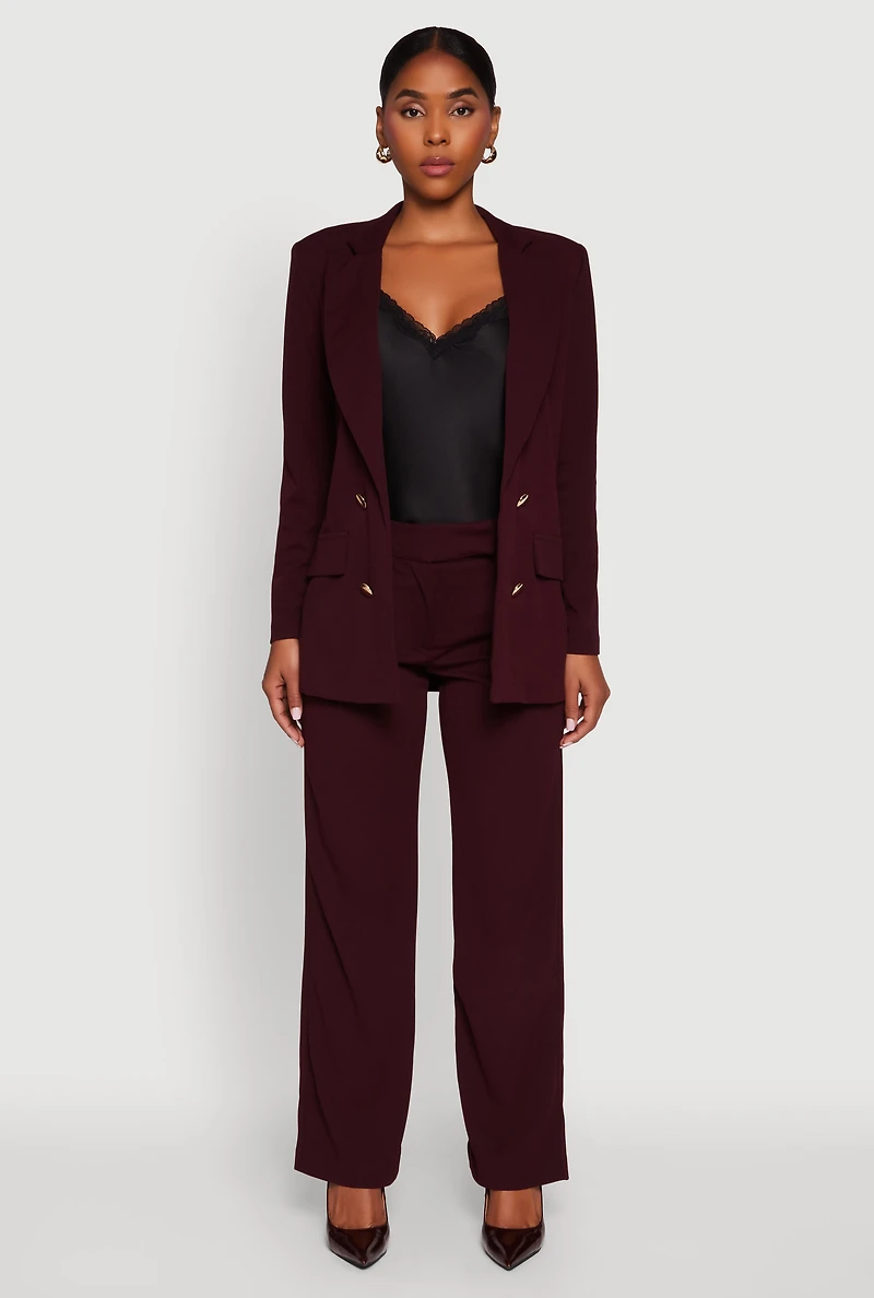 Womens Crepe Knit Metallic Button Detail Open Front Blazer,