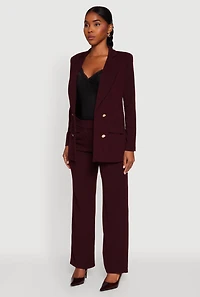 Womens Crepe Knit Metallic Button Detail Open Front Blazer,