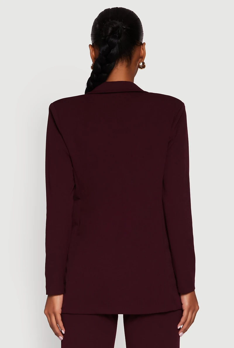 Womens Crepe Knit Metallic Button Detail Open Front Blazer,
