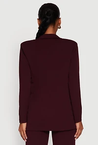 Womens Crepe Knit Metallic Button Detail Open Front Blazer,
