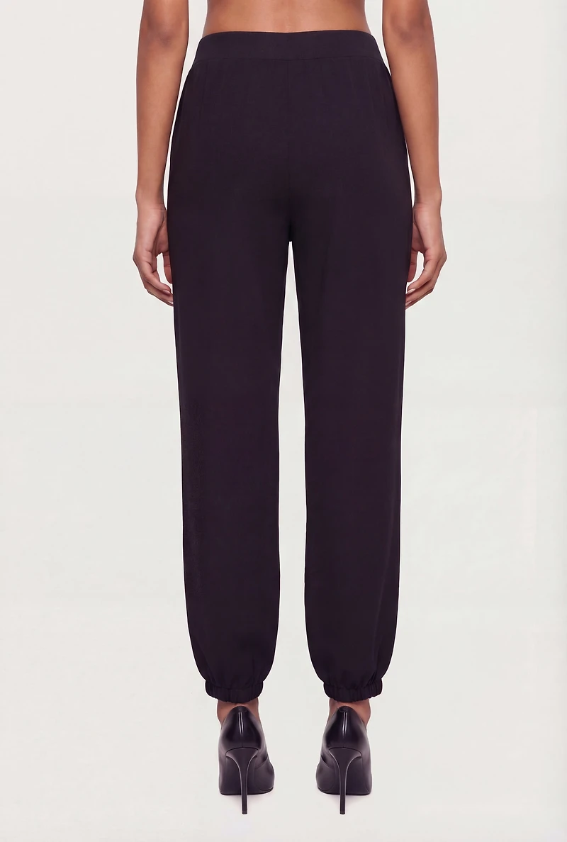 Faux Drawstring High Waisted Tapered Pants