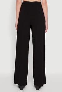 Womens Haute Monde Brushed Knit Drawstring Waist Wide Leg Pants,