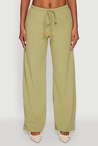 Womens Haute Monde Brushed Knit Drawstring Waist Wide Leg Pants, S